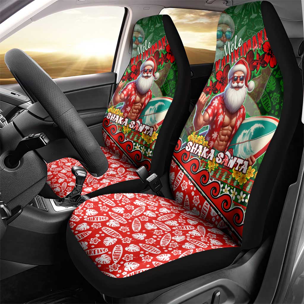 Mele Kalikimaka Shaka Santa Car Seat Cover Hawaiian Surf Christmas Design with Aloha Spirit - Polynesian Pride