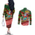 Mele Kalikimaka Shaka Santa Couples Matching Off The Shoulder Long Sleeve Dress and Long Sleeve Button Shirt Hawaiian Surf Christmas Design with Aloha Spirit - Polynesian Pride