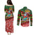 Mele Kalikimaka Shaka Santa Couples Matching Puletasi and Long Sleeve Button Shirt Hawaiian Surf Christmas Design with Aloha Spirit - Polynesian Pride