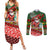 Mele Kalikimaka Shaka Santa Couples Matching Summer Maxi Dress and Long Sleeve Button Shirt Hawaiian Surf Christmas Design with Aloha Spirit - Polynesian Pride