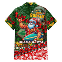 Mele Kalikimaka Shaka Santa Family Matching Long Sleeve Bodycon Dress and Hawaiian Shirt Hawaiian Surf Christmas Design with Aloha Spirit - Polynesian Pride