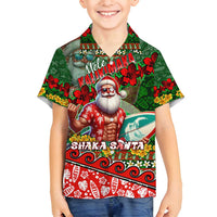 Mele Kalikimaka Shaka Santa Family Matching Long Sleeve Bodycon Dress and Hawaiian Shirt Hawaiian Surf Christmas Design with Aloha Spirit - Polynesian Pride