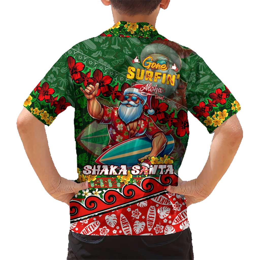 Mele Kalikimaka Shaka Santa Kid Hawaiian Shirt Hawaiian Surf Christmas Design with Aloha Spirit - Polynesian Pride