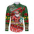 Mele Kalikimaka Shaka Santa Long Sleeve Button Shirt Hawaiian Surf Christmas Design with Aloha Spirit - Polynesian Pride