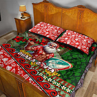 Mele Kalikimaka Shaka Santa Quilt Bed Set Hawaiian Surf Christmas Design with Aloha Spirit - Polynesian Pride