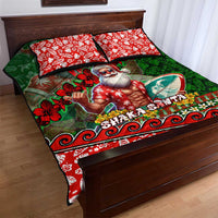 Mele Kalikimaka Shaka Santa Quilt Bed Set Hawaiian Surf Christmas Design with Aloha Spirit - Polynesian Pride