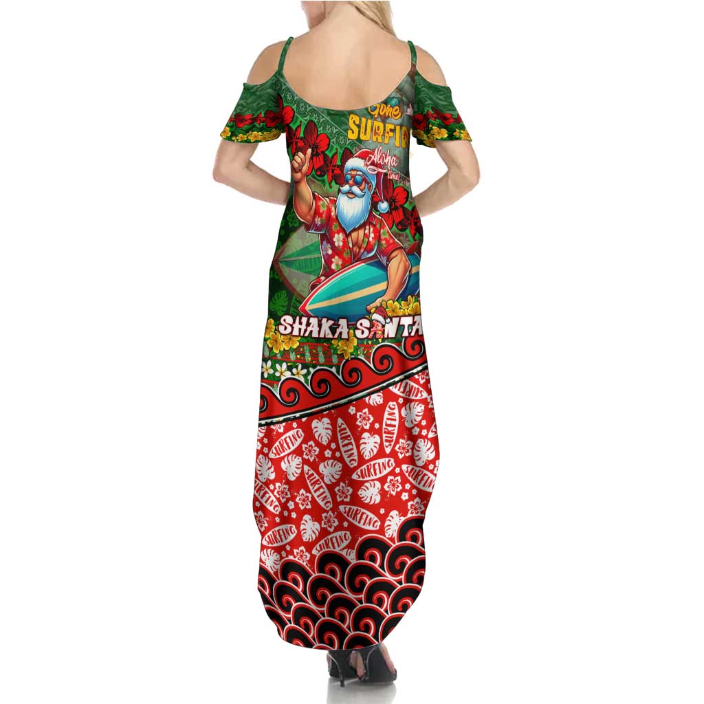 Mele Kalikimaka Shaka Santa Summer Maxi Dress Hawaiian Surf Christmas Design with Aloha Spirit - Polynesian Pride