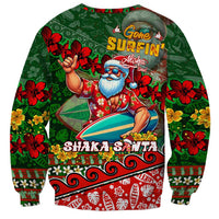 Mele Kalikimaka Shaka Santa Sweatshirt Hawaiian Surf Christmas Design with Aloha Spirit - Polynesian Pride