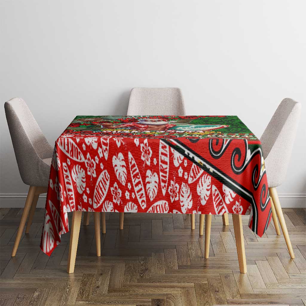 Mele Kalikimaka Shaka Santa Tablecloth Hawaiian Surf Christmas Design with Aloha Spirit - Polynesian Pride