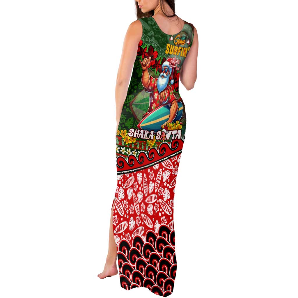 Mele Kalikimaka Shaka Santa Tank Maxi Dress Hawaiian Surf Christmas Design with Aloha Spirit - Polynesian Pride