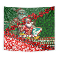 Mele Kalikimaka Shaka Santa Tapestry Hawaiian Surf Christmas Design with Aloha Spirit - Polynesian Pride
