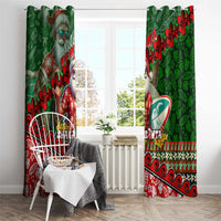 Mele Kalikimaka Shaka Santa Window Curtain Hawaiian Surf Christmas Design with Aloha Spirit - Polynesian Pride