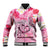 Butterfly Polynesia Breast Cancer Baseball Jacket Nobody Fights Alone Pink Out Tropical Hibiscus