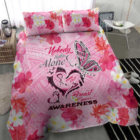 Butterfly Polynesia Breast Cancer Bedding Set Nobody Fights Alone Pink Out Tropical Hibiscus
