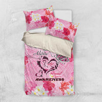 Butterfly Polynesia Breast Cancer Bedding Set Nobody Fights Alone Pink Out Tropical Hibiscus