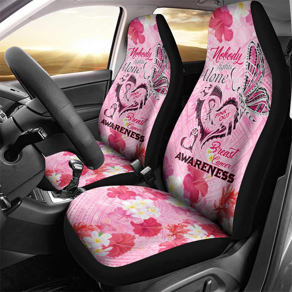 Butterfly Polynesia Breast Cancer Car Seat Cover Nobody Fights Alone Pink Out Tropical Hibiscus