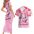 Butterfly Polynesia Breast Cancer Couples Matching Short Sleeve Bodycon Dress and Hawaiian Shirt Nobody Fights Alone Pink Out Tropical Hibiscus