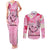 Butterfly Polynesia Breast Cancer Couples Matching Tank Maxi Dress and Long Sleeve Button Shirt Nobody Fights Alone Pink Out Tropical Hibiscus