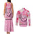 Butterfly Polynesia Breast Cancer Couples Matching Tank Maxi Dress and Long Sleeve Button Shirt Nobody Fights Alone Pink Out Tropical Hibiscus