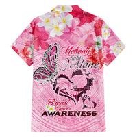 Butterfly Polynesia Breast Cancer Family Matching Long Sleeve Bodycon Dress and Hawaiian Shirt Nobody Fights Alone Pink Out Tropical Hibiscus DT02 - Polynesian Pride