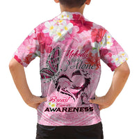 Butterfly Polynesia Breast Cancer Family Matching Puletasi and Hawaiian Shirt Nobody Fights Alone Pink Out Tropical Hibiscus
