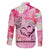 Butterfly Polynesia Breast Cancer Family Matching Puletasi and Hawaiian Shirt Nobody Fights Alone Pink Out Tropical Hibiscus