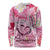 Butterfly Polynesia Breast Cancer Long Sleeve Shirt Nobody Fights Alone Pink Out Tropical Hibiscus