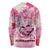 Butterfly Polynesia Breast Cancer Long Sleeve Shirt Nobody Fights Alone Pink Out Tropical Hibiscus