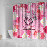 Butterfly Polynesia Breast Cancer Shower Curtain Nobody Fights Alone Pink Out Tropical Hibiscus DT02 - Polynesian Pride