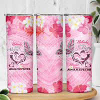 Butterfly Polynesia Breast Cancer Skinny Tumbler Nobody Fights Alone Pink Out Tropical Hibiscus