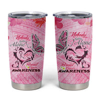 Butterfly Polynesia Breast Cancer Tumbler Cup Nobody Fights Alone Pink Out Tropical Hibiscus