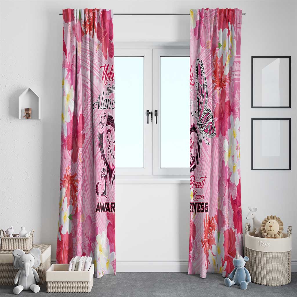 Butterfly Polynesia Breast Cancer Window Curtain Nobody Fights Alone Pink Out Tropical Hibiscus
