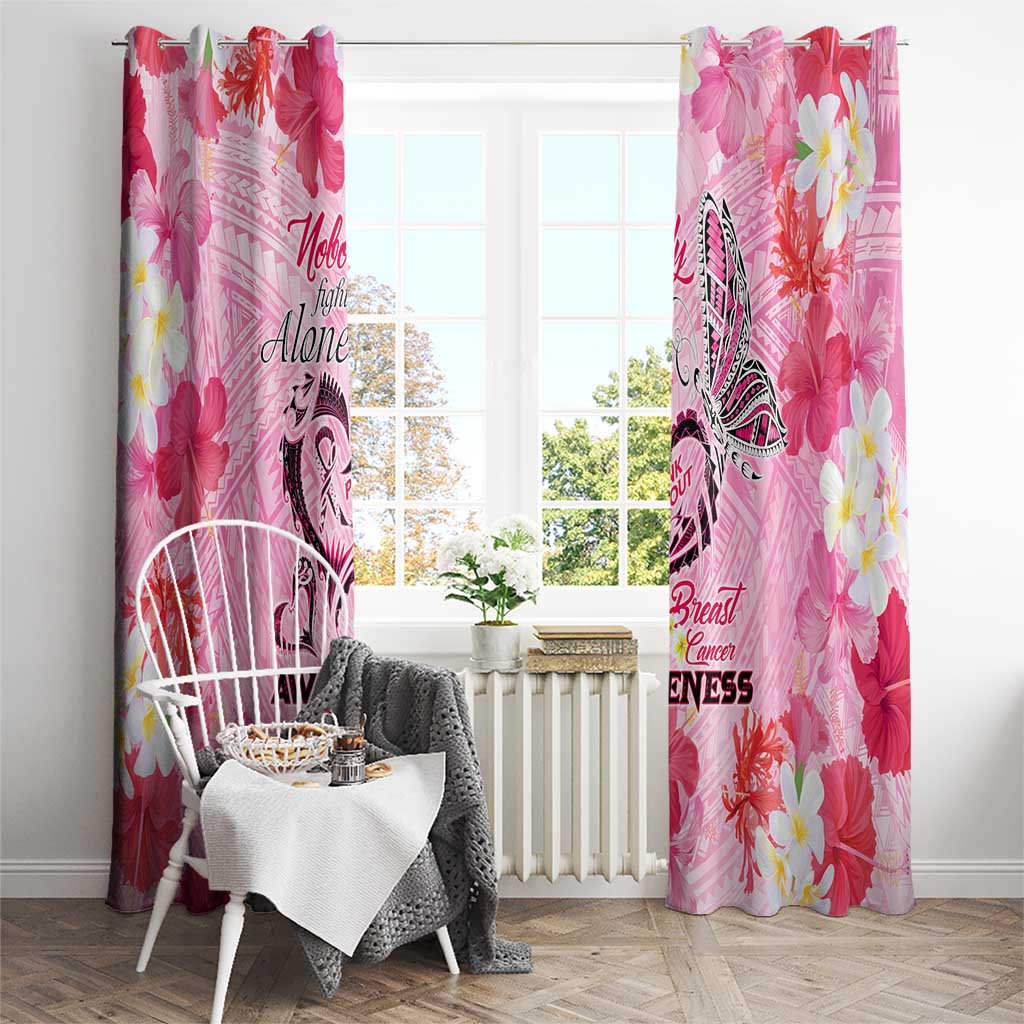 Butterfly Polynesia Breast Cancer Window Curtain Nobody Fights Alone Pink Out Tropical Hibiscus