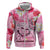 Butterfly Polynesia Breast Cancer Zip Hoodie Nobody Fights Alone Pink Out Tropical Hibiscus