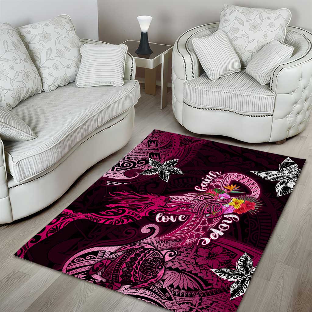 Breast Cancer Mermaid Polynesia Area Rug Faith Hope Love