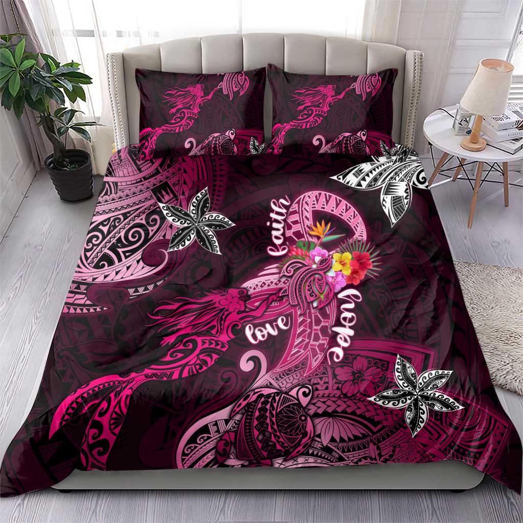 Breast Cancer Mermaid Polynesia Bedding Set Faith Hope Love