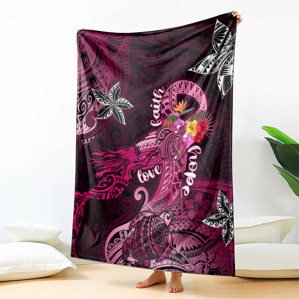 Breast Cancer Mermaid Polynesia Blanket Faith Hope Love