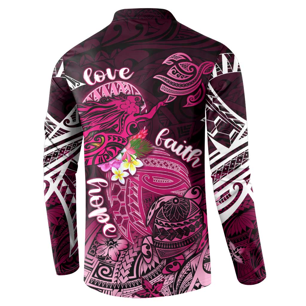 Breast Cancer Mermaid Polynesia Button Sweatshirt Faith Hope Love