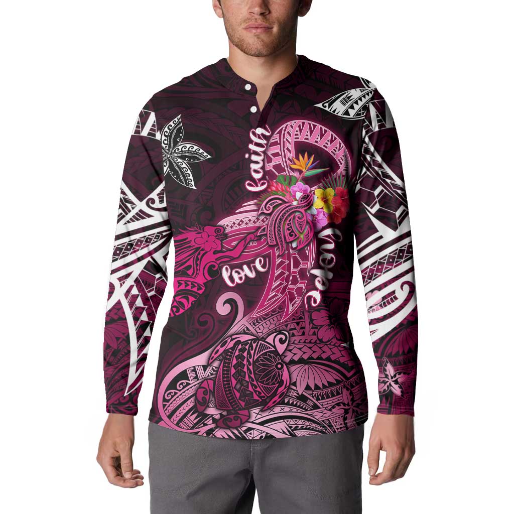 Breast Cancer Mermaid Polynesia Button Sweatshirt Faith Hope Love