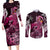Breast Cancer Mermaid Polynesia Couples Matching Long Sleeve Bodycon Dress and Long Sleeve Button Shirt Faith Hope Love