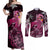 Breast Cancer Mermaid Polynesia Couples Matching Off Shoulder Maxi Dress and Long Sleeve Button Shirt Faith Hope Love
