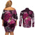Breast Cancer Mermaid Polynesia Couples Matching Off Shoulder Short Dress and Long Sleeve Button Shirt Faith Hope Love