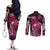 Breast Cancer Mermaid Polynesia Couples Matching Off The Shoulder Long Sleeve Dress and Long Sleeve Button Shirt Faith Hope Love