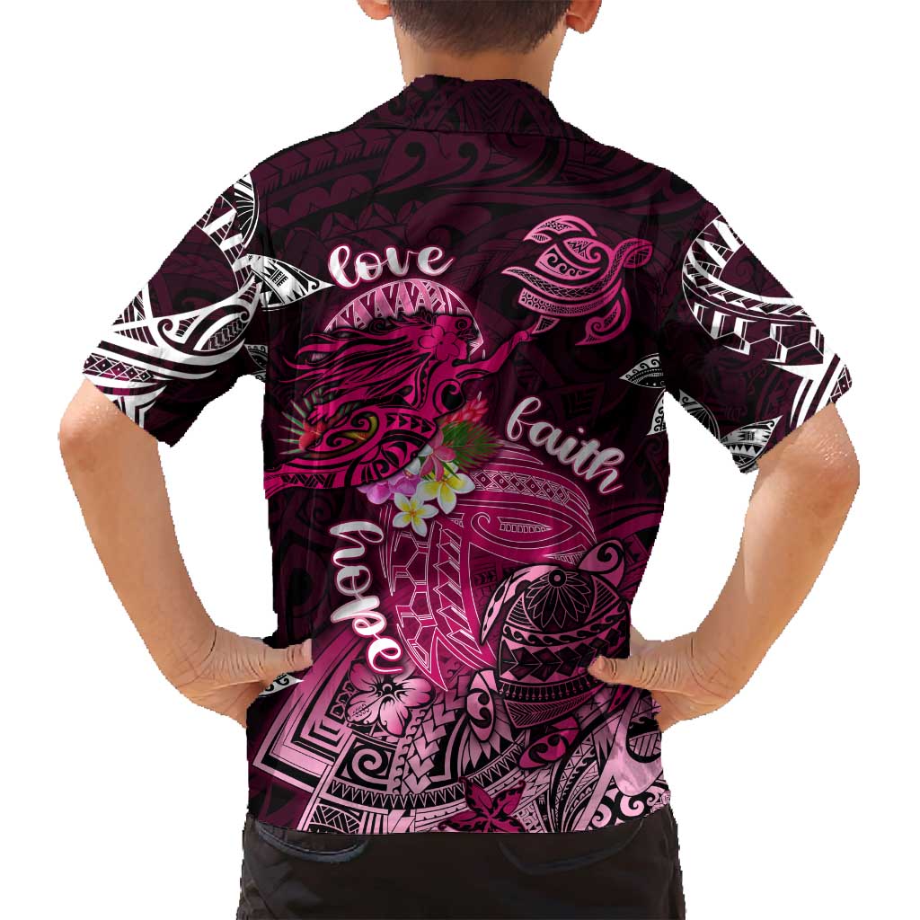 Breast Cancer Mermaid Polynesia Family Matching Long Sleeve Bodycon Dress and Hawaiian Shirt Faith Hope Love DT02 - Polynesian Pride