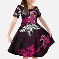 Breast Cancer Mermaid Polynesia Family Matching Off The Shoulder Long Sleeve Dress and Hawaiian Shirt Faith Hope Love