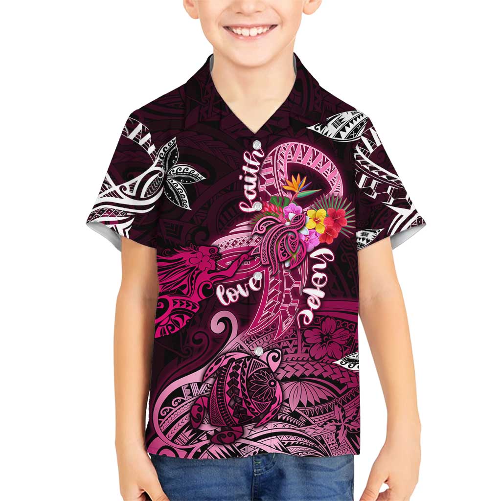 Breast Cancer Mermaid Polynesia Family Matching Puletasi and Hawaiian Shirt Faith Hope Love