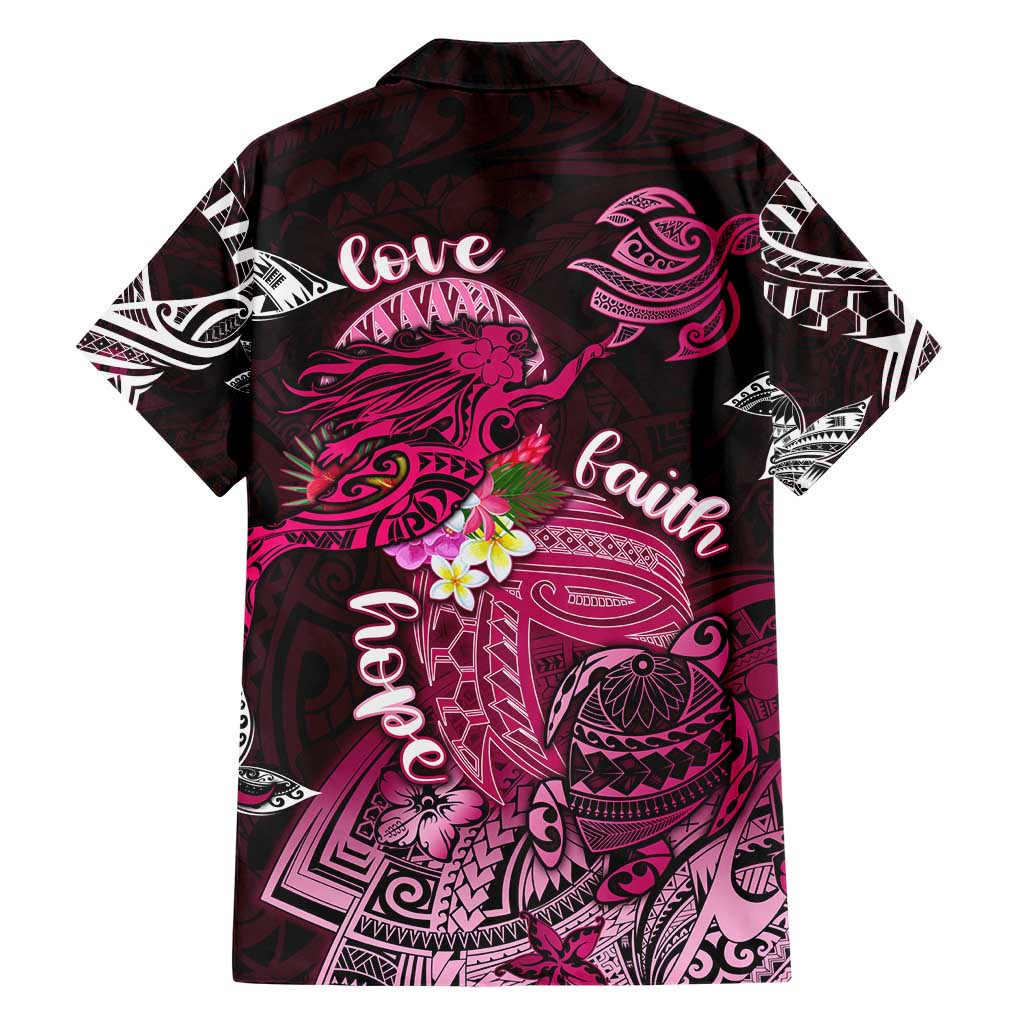 Breast Cancer Mermaid Polynesia Family Matching Short Sleeve Bodycon Dress and Hawaiian Shirt Faith Hope Love DT02 - Polynesian Pride