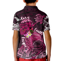Breast Cancer Mermaid Polynesia Kid Polo Shirt Faith Hope Love