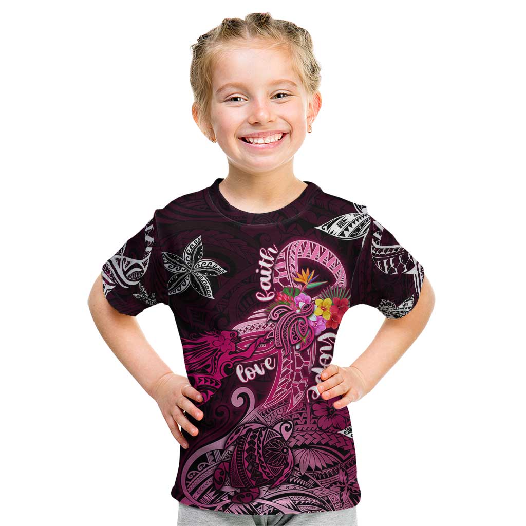 Breast Cancer Mermaid Polynesia Kid T Shirt Faith Hope Love DT02 Pink - Polynesian Pride