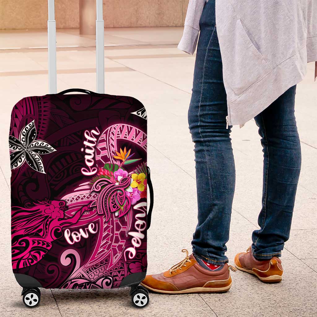 Breast Cancer Mermaid Polynesia Luggage Cover Faith Hope Love DT02 Pink - Polynesian Pride